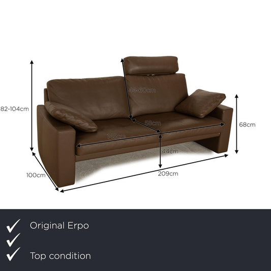 CL 100 Three-Seater Brown Sofa in Leather from Erpo