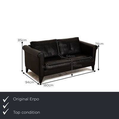 CL 500 2-Seater Sofa in Black Leather from Erpo