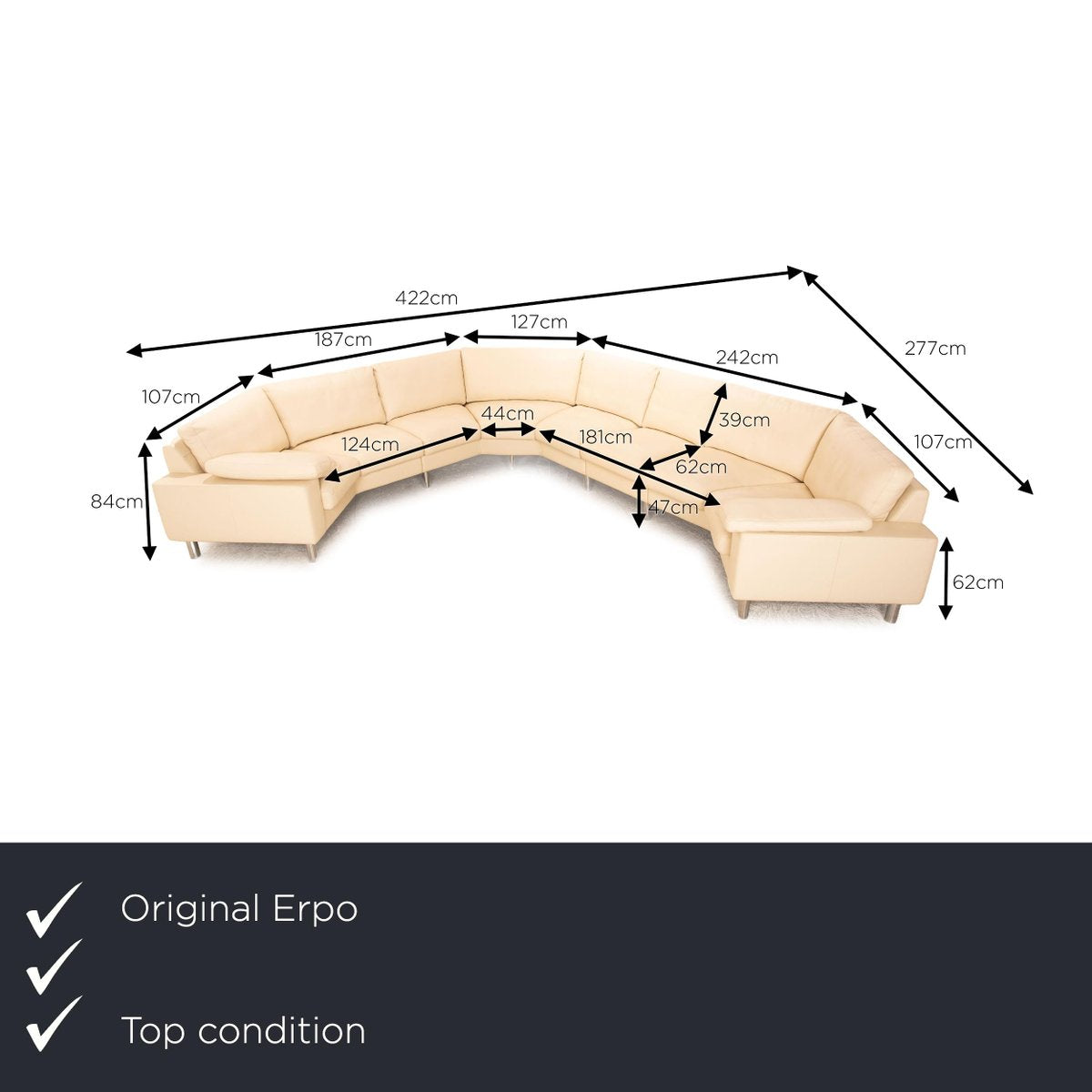 CL 500 Leather Corner Sofa from Erpo