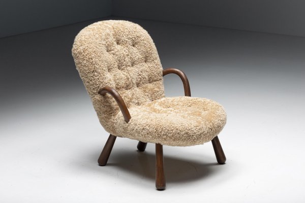 Clam Chair in Sheepskin attributed to Philip Arctander, Denmark, 1944-GW-1406997