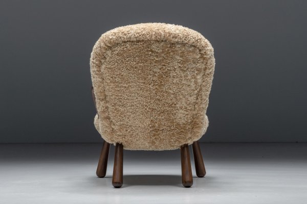 Clam Chair in Sheepskin attributed to Philip Arctander, Denmark, 1944-GW-1406997