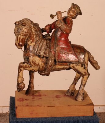 Classical French Horseman, 18th-Century, Carved Wood-HPU-1339084