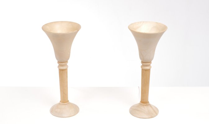 Classical Greek Alabaster Table Lamps, Spain, 1970s, Set of 2-GCG-1358078