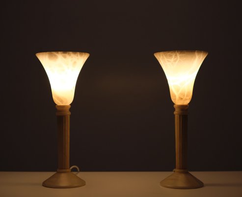 Classical Greek Alabaster Table Lamps, Spain, 1970s, Set of 2-GCG-1358078