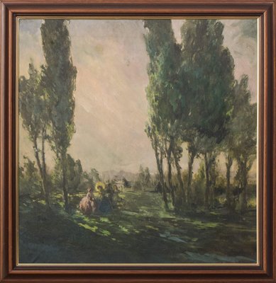 Classical Ladies in a Landscape, 20th-Century, Oil on Canvas, Framed-AOI-1350935