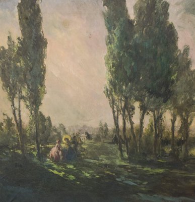 Classical Ladies in a Landscape, 20th-Century, Oil on Canvas, Framed-AOI-1350935