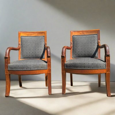 Classicism Armchairs in Walnut, Set of 2-ALF-2033474