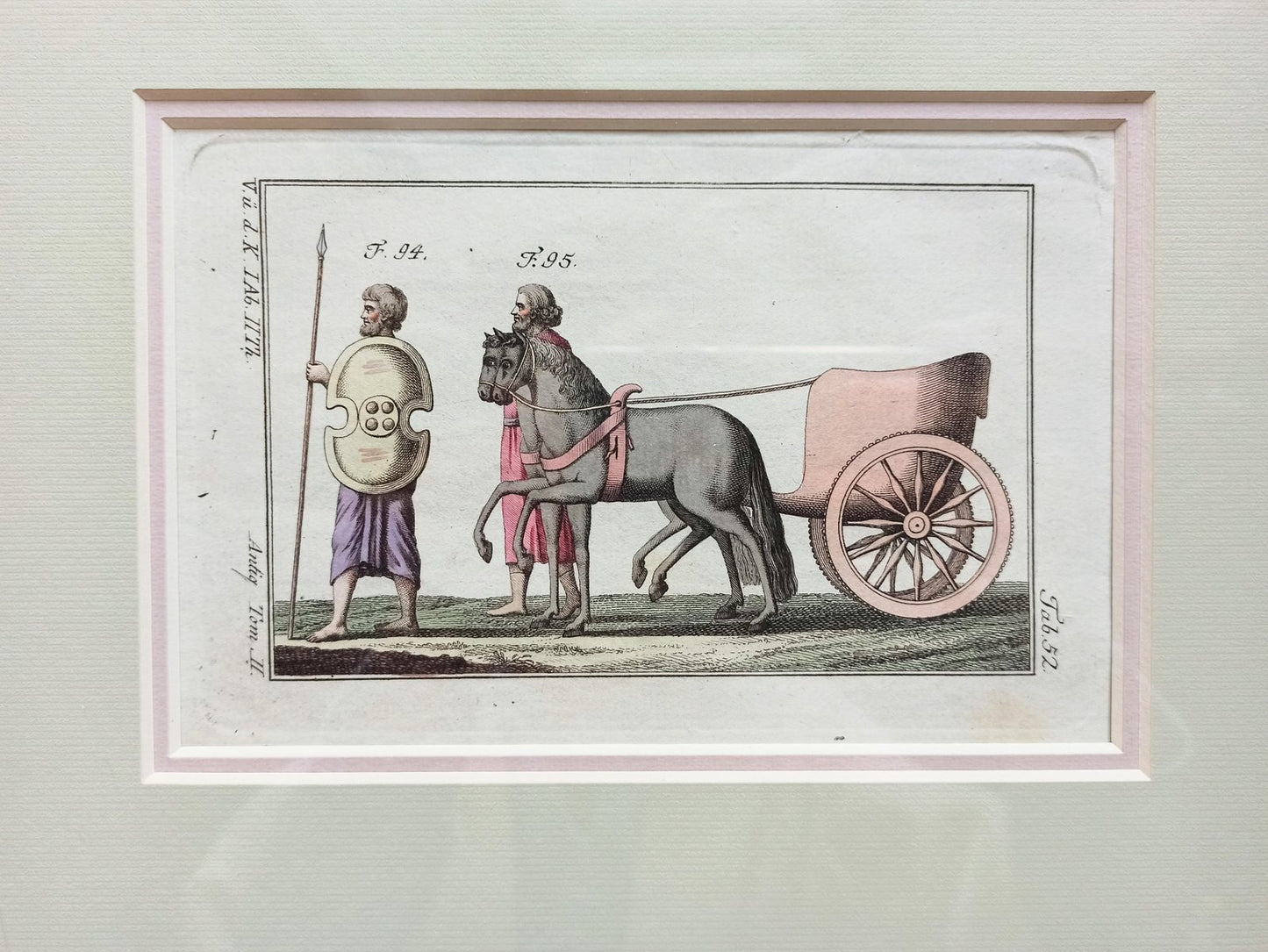 Classicist Graphics, Ancient Chariot, Copperplate Engraving, 18th-Century, Framed-FSD-1098339