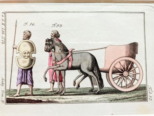 Classicist Graphics, Ancient Chariot, Copperplate Engraving, 18th-Century, Framed-FSD-1098339