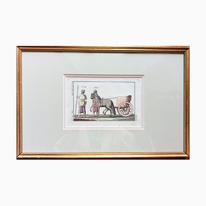 Classicist Graphics, Ancient Chariot, Copperplate Engraving, 18th-Century, Framed-FSD-1098339