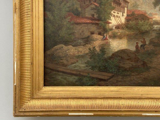 Claude Auguste Tamizier, Landscape with Figures, 19th Century, Oil on Canvas, Framed-QKG-1427338