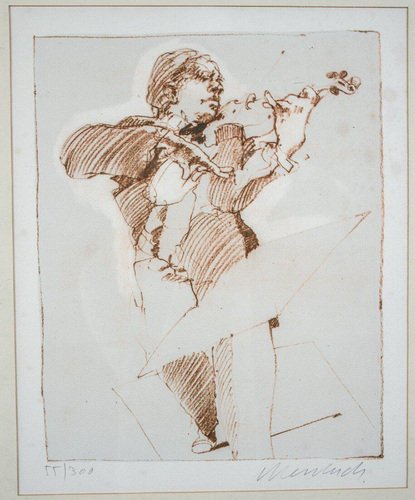 Claude Weisbuch, Violinist, Lithograph