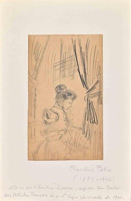 Claudin Felix, Woman in an Interior, Pencil Drawing, 1890s-ZCI-1437053