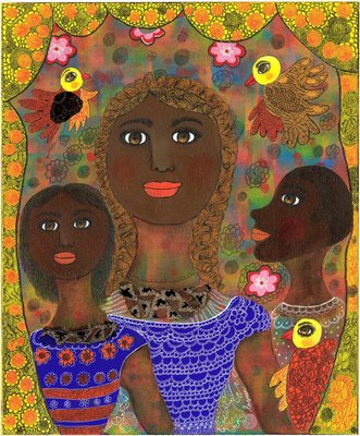 Claudine Loquen, Famille Malienne, 2019, Mixed Media on Canvas-CHG-917504