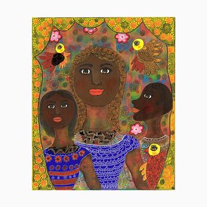 Claudine Loquen, Famille Malienne, 2019, Mixed Media on Canvas-CHG-917504