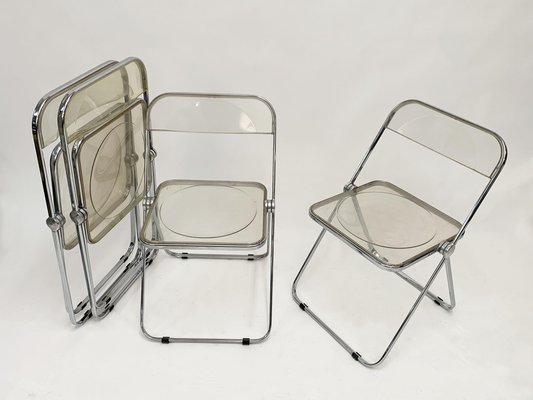 Clear Acrylic Glass Plia Folding Chairs by Giancarlo Piretti for Anonima Castelli, 1970, Set of 4-JDR-1125889