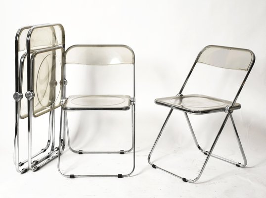 Clear Acrylic Glass Plia Folding Chairs by Giancarlo Piretti for Anonima Castelli, 1970, Set of 4-JDR-1125889