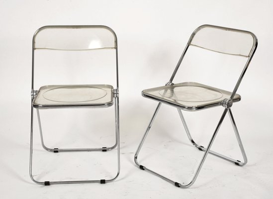 Clear Acrylic Glass Plia Folding Chairs by Giancarlo Piretti for Anonima Castelli, 1970, Set of 4-JDR-1125889