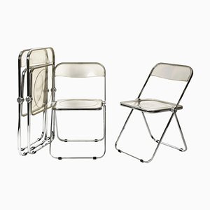 Clear Acrylic Glass Plia Folding Chairs by Giancarlo Piretti for Anonima Castelli, 1970, Set of 4-JDR-1125889