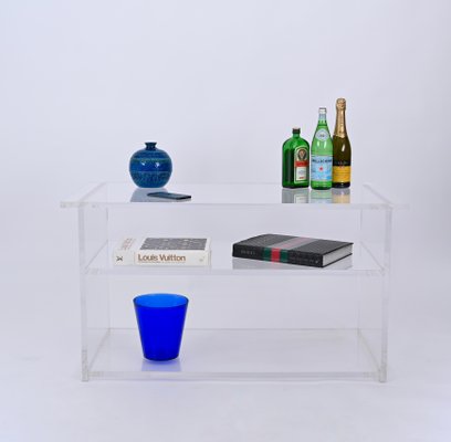 Clear Acrylic Glass Three Tier Coffee Table, Italy, 1980s-JDR-1746703