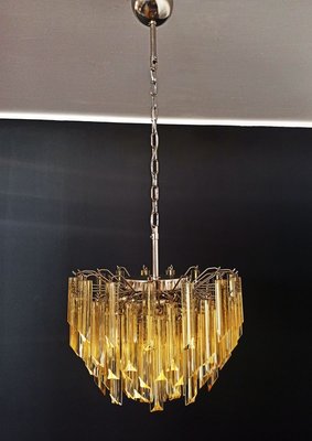 Clear Amber Triedri Murano Glass Chandelier, 1988-FHZ-888807