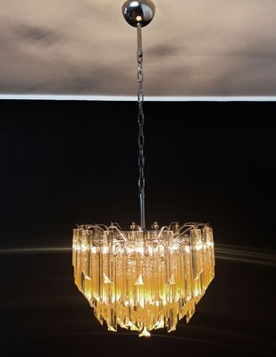 Clear Amber Triedri Murano Glass Chandelier, 1988-FHZ-888807