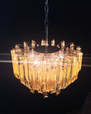 Clear Amber Triedri Murano Glass Chandelier, 1988-FHZ-888807