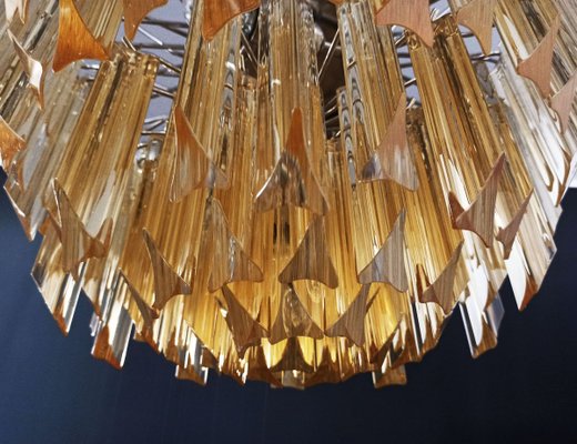 Clear Amber Triedri Murano Glass Chandelier, 1988-FHZ-888807