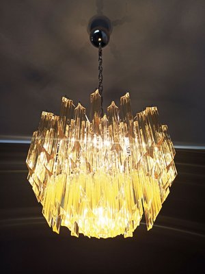 Clear Amber Triedri Murano Glass Chandelier, 1988-FHZ-888807