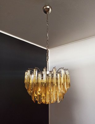 Clear Amber Triedri Murano Glass Chandelier, 1988-FHZ-888807