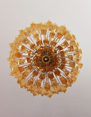 Clear Amber Triedri Murano Glass Chandelier, 1988-FHZ-888807