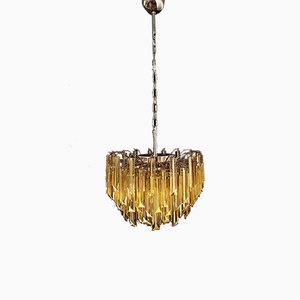 Clear Amber Triedri Murano Glass Chandelier, 1988-FHZ-888807