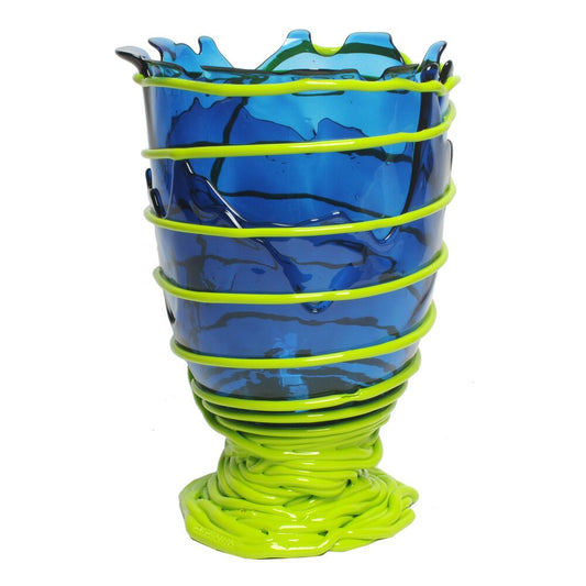 Clear Blue, Matt Lime Pompitu II Vase by Gaetano Pesce for Fish Design