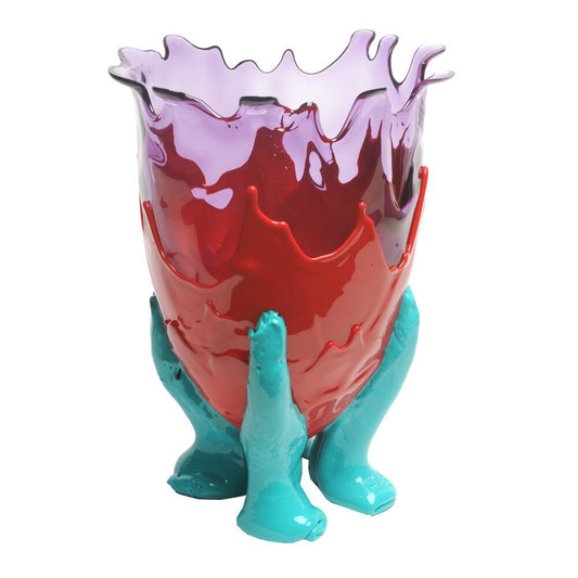 Clear Extracolour Clear Lilac, Matt Red and Turquoise Vase by Gaetano Pesce for Fish Design