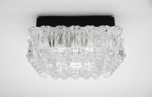 Clear Glass 3D Flush Mount Lamp, Germany, 1960s