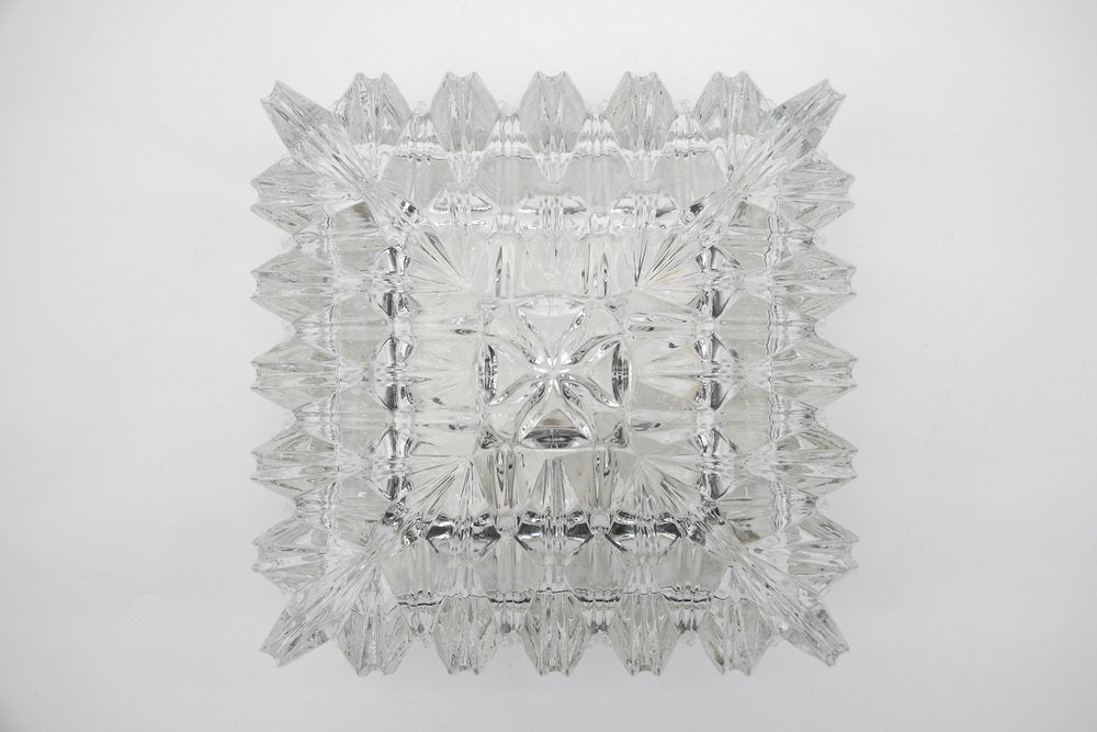 Clear Glass 3D Flush Mount Lamp, Germany, 1960s