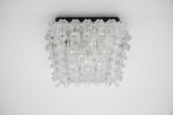 Clear Glass 3D Flush Mount Lamp, Germany, 1960s-KQB-1721910