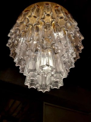 Clear Glass and Brass Tronchi Chandelier from Kalmar, 1980s-PCJ-1273758