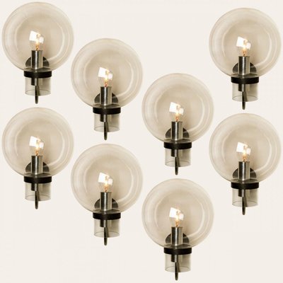 Clear Glass and Metal Wall Lamps by Glashütte Limburg, 1975s-VDW-1358396