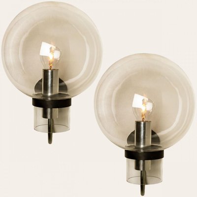 Clear Glass and Metal Wall Lamps by Glashütte Limburg, 1975s-VDW-1358396