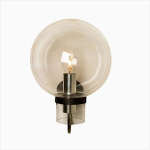 Clear Glass and Metal Wall Lamps by Glashütte Limburg, 1975s-VDW-1358396