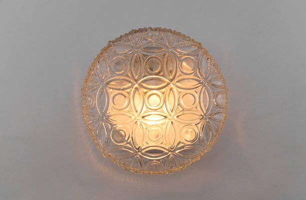 Clear Glass Round Flush Mount, Germany, 1960s-KQB-1812490