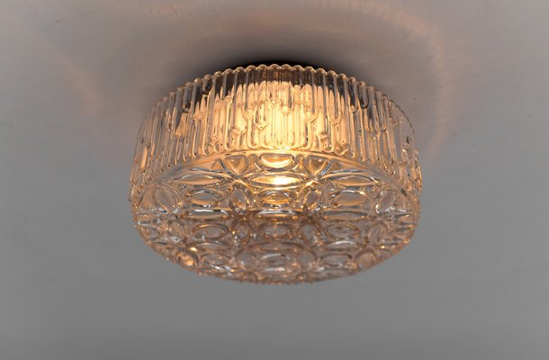 Clear Glass Round Flush Mount, Germany, 1960s-KQB-1812490