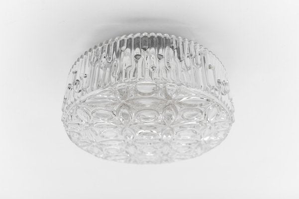 Clear Glass Round Flush Mount, Germany, 1960s-KQB-1812490