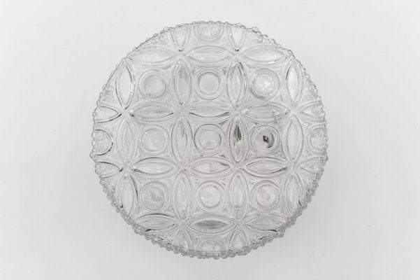 Clear Glass Round Flush Mount, Germany, 1960s-KQB-1812490