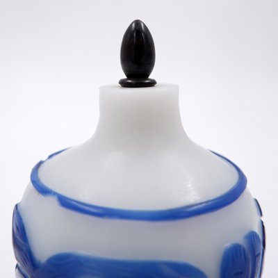 Clear Glass Snuff Bottle with Blue Overlay, China, 19th Century-NYF-2018850