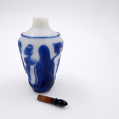 Clear Glass Snuff Bottle with Blue Overlay, China, 19th Century-NYF-2018850