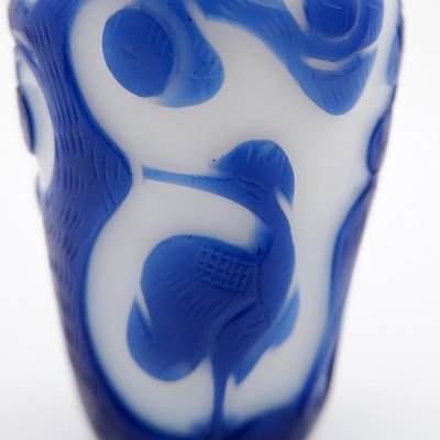 Clear Glass Snuff Bottle with Blue Overlay, China, 19th Century-NYF-2018850