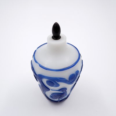 Clear Glass Snuff Bottle with Blue Overlay, China, 19th Century-NYF-2018850