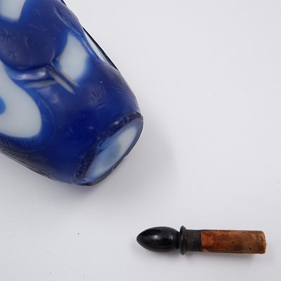 Clear Glass Snuff Bottle with Blue Overlay, China, 19th Century-NYF-2018850